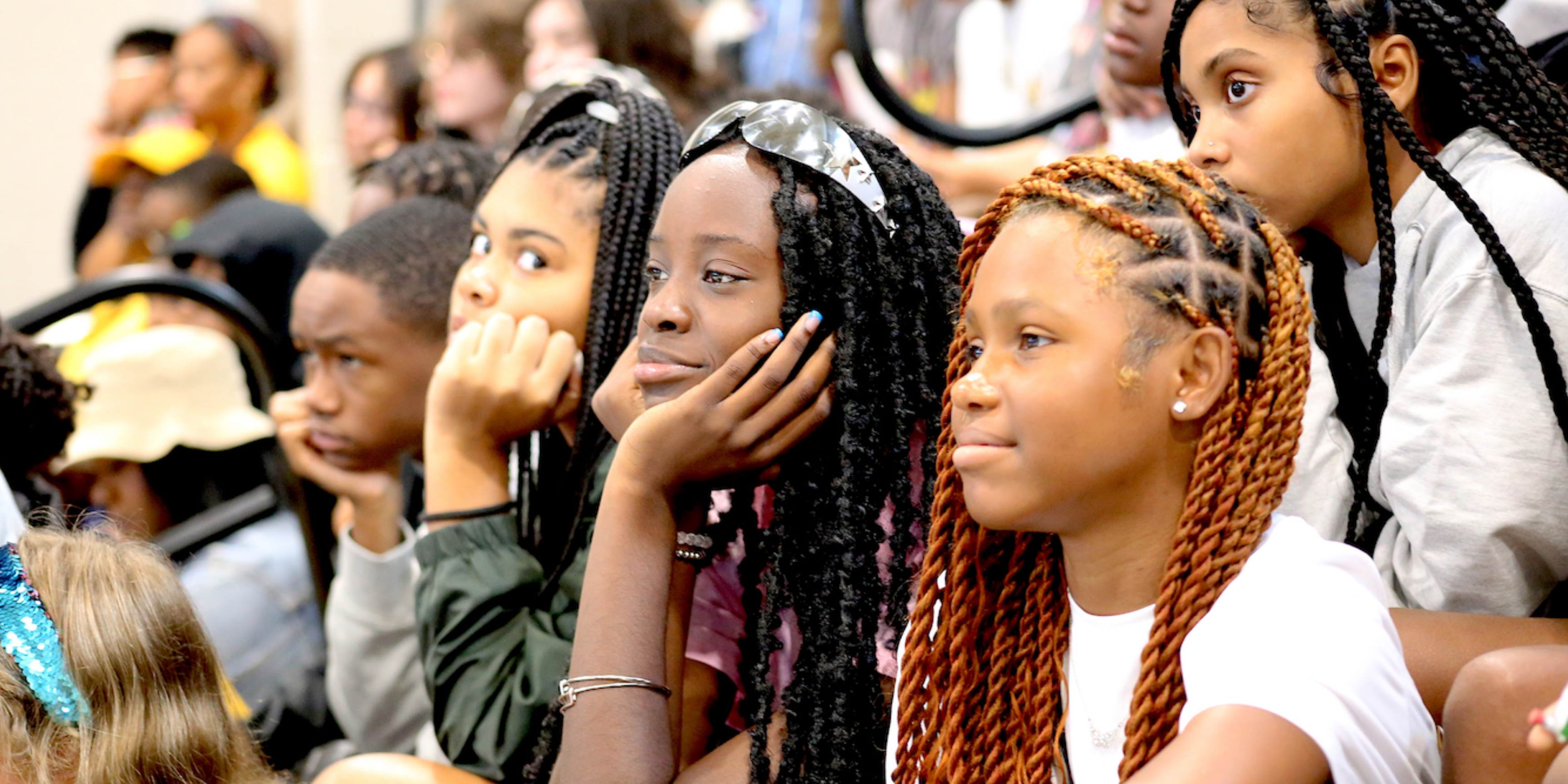 Students posing together and participating in school activities